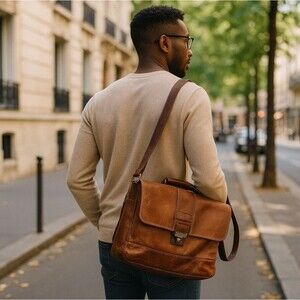 Vintage Leather Weekend Messenger Bag, Nectario Pelle, Italy Aged Patina Rare